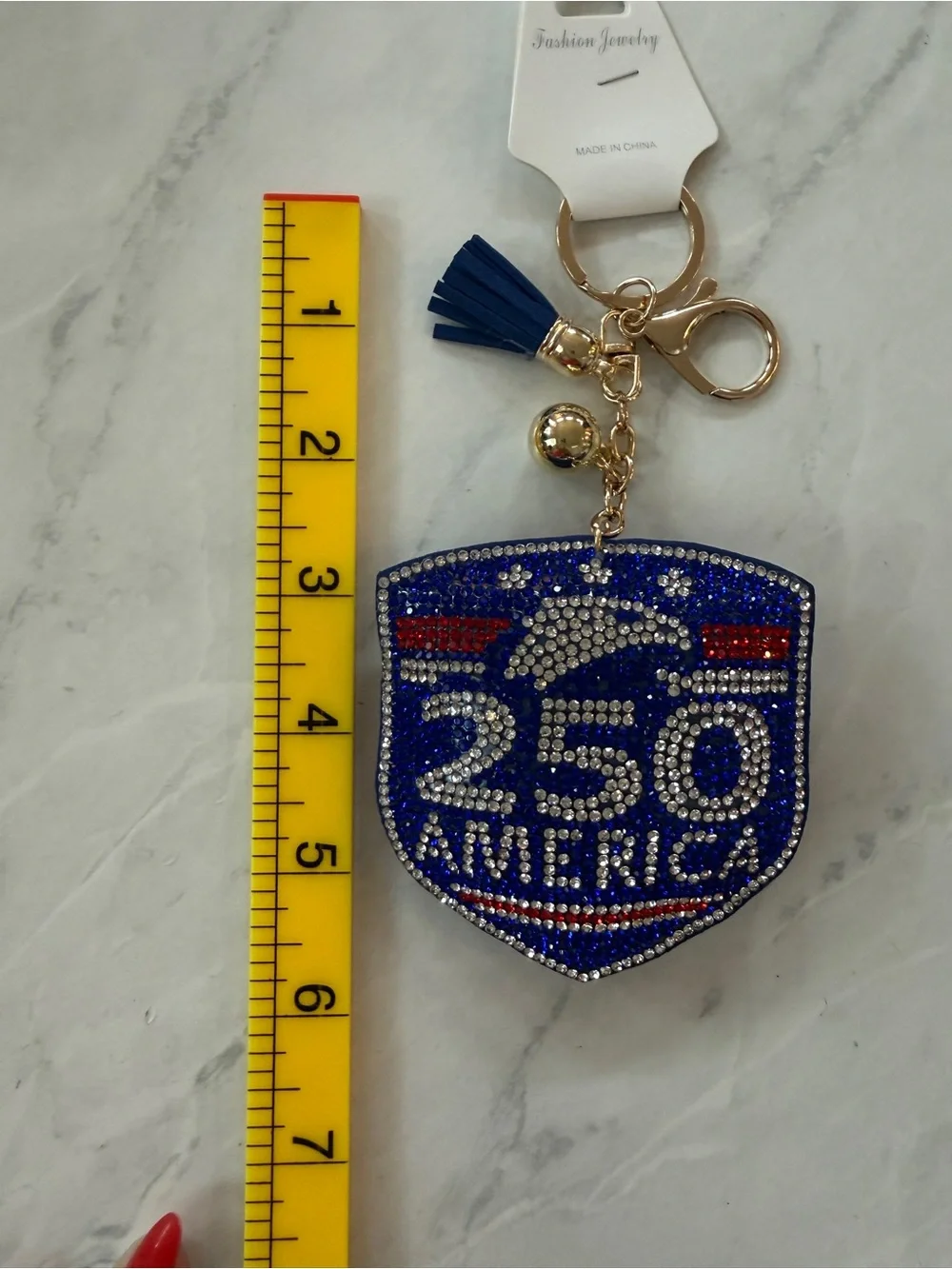🔑 NWT America 250 Semi/Quincentennial Patriotic Bling Puffy Keychain Bag Charm